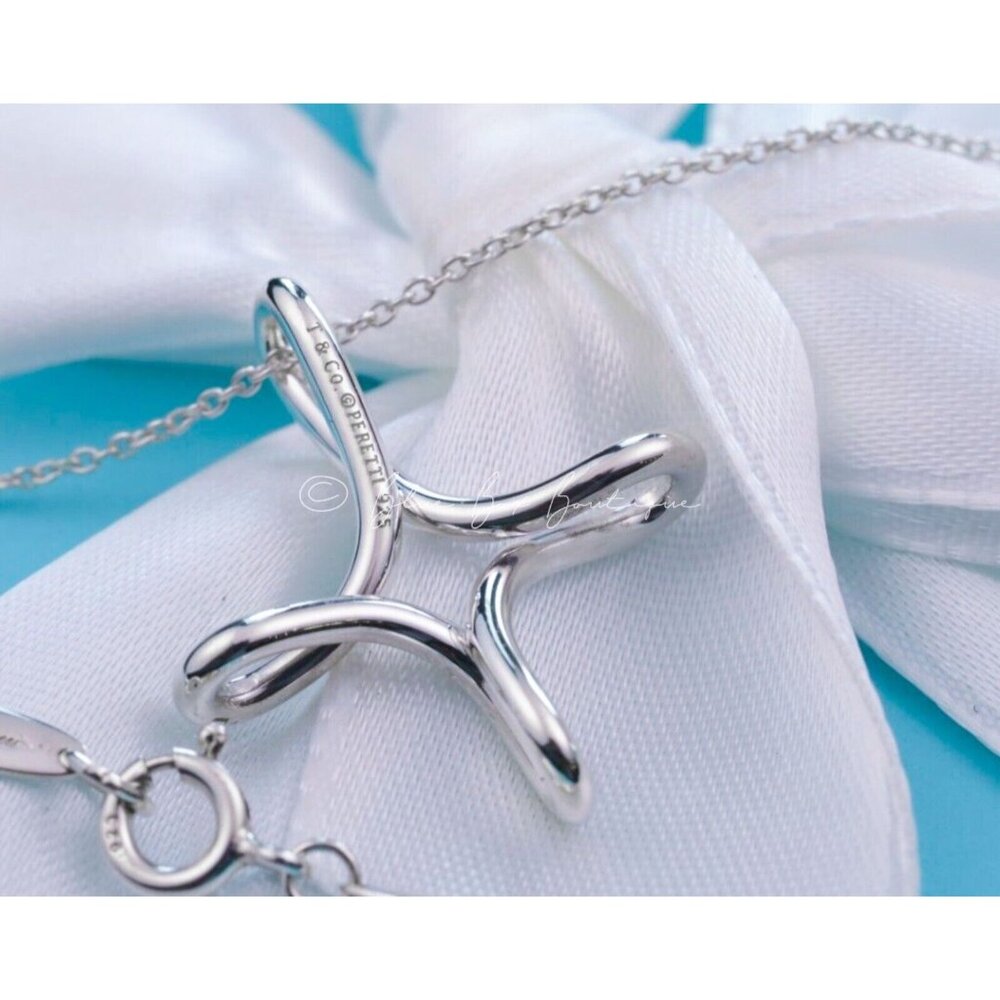 Tiffany & Co. Elsa Peretti Infinity Cross Pendant Necklace in Silver 16" - Picture 7 of 9